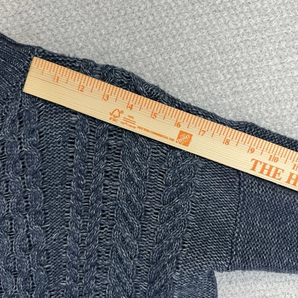 Banana Republic Cable Knit Sweater Mens Medium Blue Knarl Fisherman Preppy